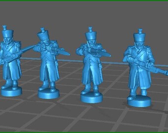 Small 15mm "w epic size" French infantry with Greatcoat Elites Skirmishing 1807-15 - 6 Minis - MC Minis