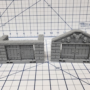 Dungeon Style - Double Doors - DragonLock - DND - Pathfinder - RPG - Dungeon & Dragons - 28 mm / 1&quot; - Terrain - Fat Dragon Games