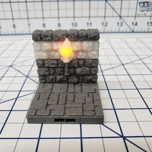 Castle Style - LED Torch Wall Tiles - DragonLock - DND - Pathfinder - RPG - Dungeon & Dragons - 28 mm / 1&quot; - Terrain - Fat Dragon Games