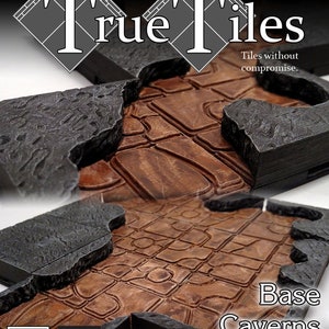 True Tiles - Cavern Tiles Deluxe Set 75 Tiles! - OpenLock - DND - Pathfinder - Dungeons & Dragons - Terrain - RPG - Tabletop - 28 mm / 1&quot;