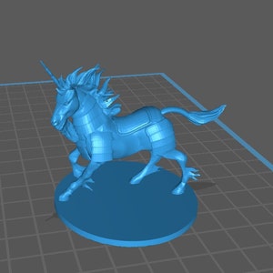 Armored Unicorn Mini - DND - Pathfinder - Dungeons & Dragons - RPG - Tabletop - mz4250- Miniature-28mm-1&quot;Scale