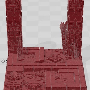 Pillars Set 2 - Aztlan 6 Swamped B - Pathfinder - Dungeons & Dragons -RPG- Tabletop-Terrain - 28 mm / 1&quot;- Aether Studios