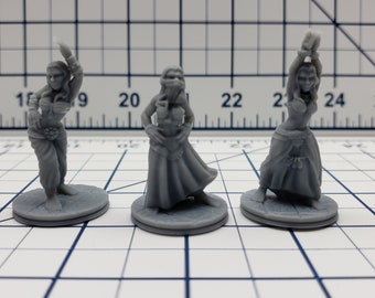 Empire of Scorching Sands - Set of 3 Dancing Girls Minis - DND - Pathfinder - Dungeons & Dragons - RPG - Tabletop - EC3D - Miniature - 28 mm