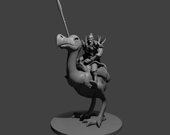 Orc Axe Beak Rider Mini - DND - Pathfinder - Dungeons & Dragons - RPG - Tabletop - mz4250- Miniature-28mm-1"Scale