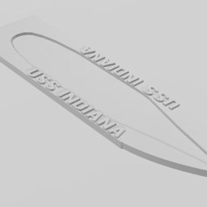 May include: A white model of the USS Indiana, a battleship, with the name "USS INDIANA" printed on both sides.