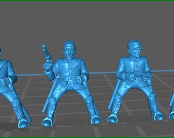 15mm ACW Cavalry Kepi and Sack Coat with Gun - 4 Minis - MC Minis