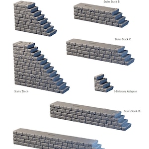 Dungeon Modular Stairs- 28 mm / 1&quot; - DragonLock - DND - Pathfinder - RPG - Dungeon & Dragons - Terrain - Fat Dragon Games