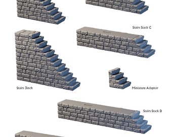 Dungeon Modular Stairs- 28 mm / 1" - DragonLock - DND - Pathfinder - RPG - Dungeon & Dragons - Terrain - Fat Dragon Games