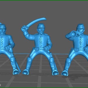 15mm ACW Cavalry Command Kepi and Shell Jacket - 3 Minis - MC Minis