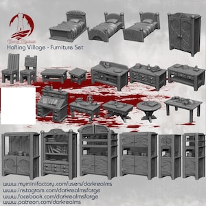 Halfling Village - Furniture Set - DND - Dungeons & Dragons - RPG - Pathfinder - Tabletop - TTRPG - Dark Realms - 28 mm