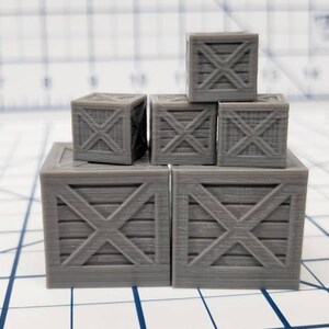 Set of Crates - Hero&#39;s Hoard - DND - Pathfinder - Dungeons & Dragons - RPG - Tabletop - EC3D - Terrain - Map Scatter