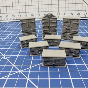 Wardrobe And Drawers Items - Dragonshire - Fat Dragon Games - DND - Pathfinder - RPG - Terrain - 28 mm / 1&quot; - Dungeon & Dragons -