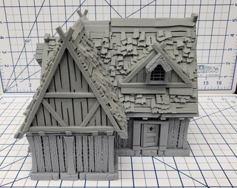 L Shaped House - DND - Pathfinder - Dungeons & Dragons - RPG - Tabletop - Terrain - 28 mm / 1" - Warhammer - Gamescape3d