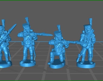 Small 15mm "w epic size" French Chasseurs 1800-07 Skirmishing - 6 Minis - MC Minis