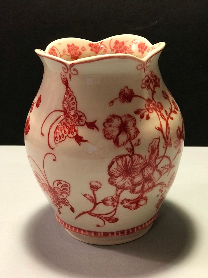 Handmade Porcelain Vase With Floral Details - Etsy