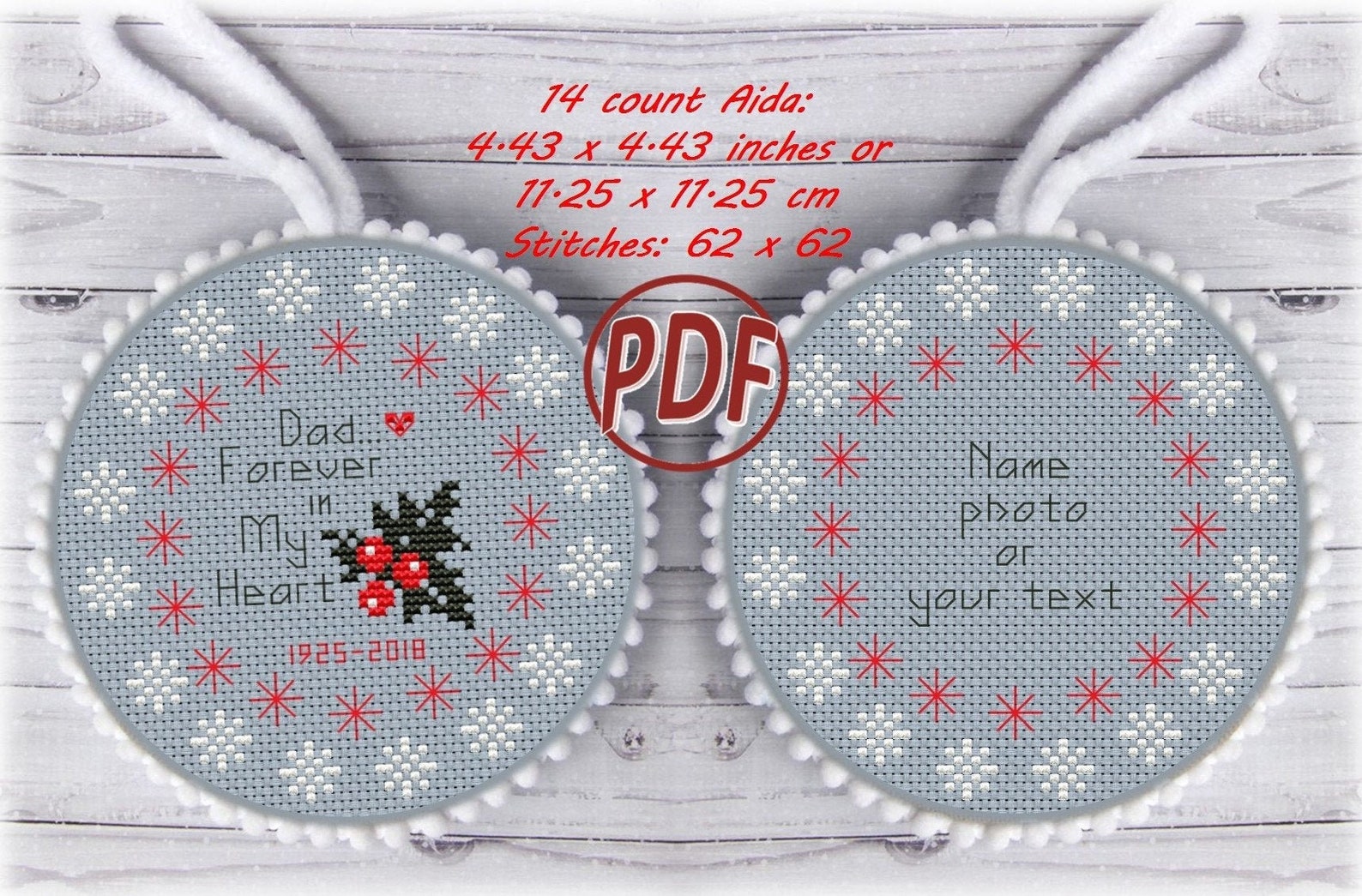 Memorial Ornament Cross Stitch Pattern PDF Sympathy Christmas | Etsy