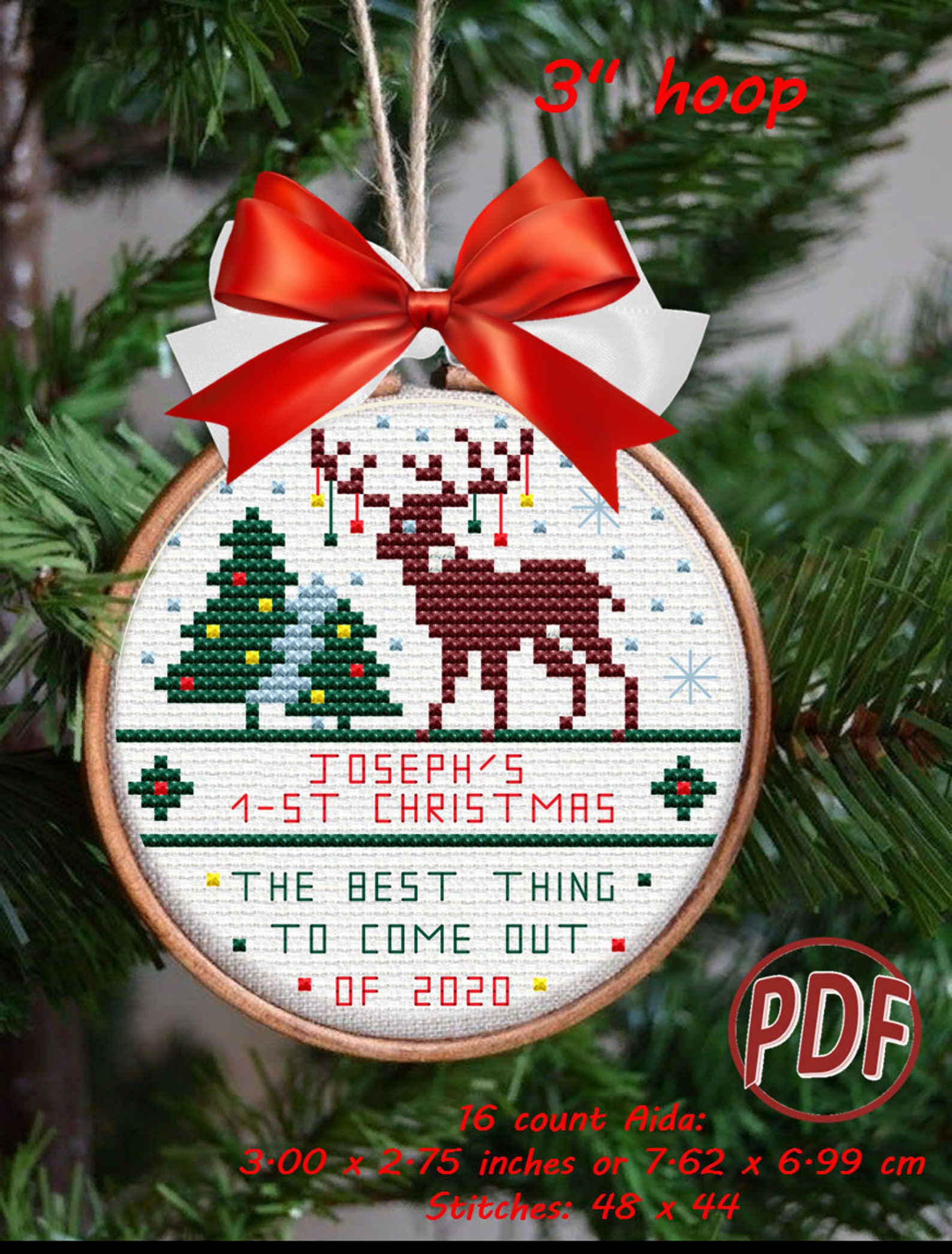 First Christmas Ornament Cross Stitch Pattern DIY Baby Gift | Etsy