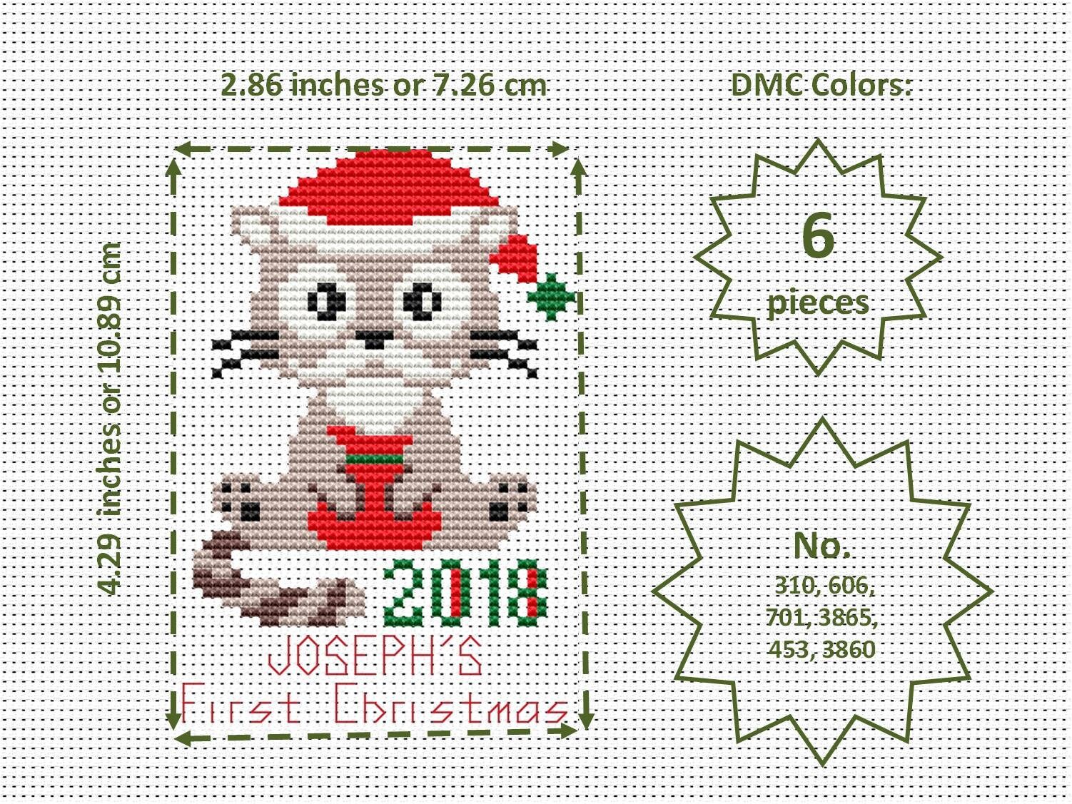 First Christmas Ornament Cross Stitch Pattern DIY Baby Gift | Etsy