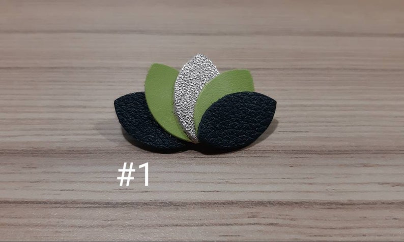Handmade lotus flower leather brooch