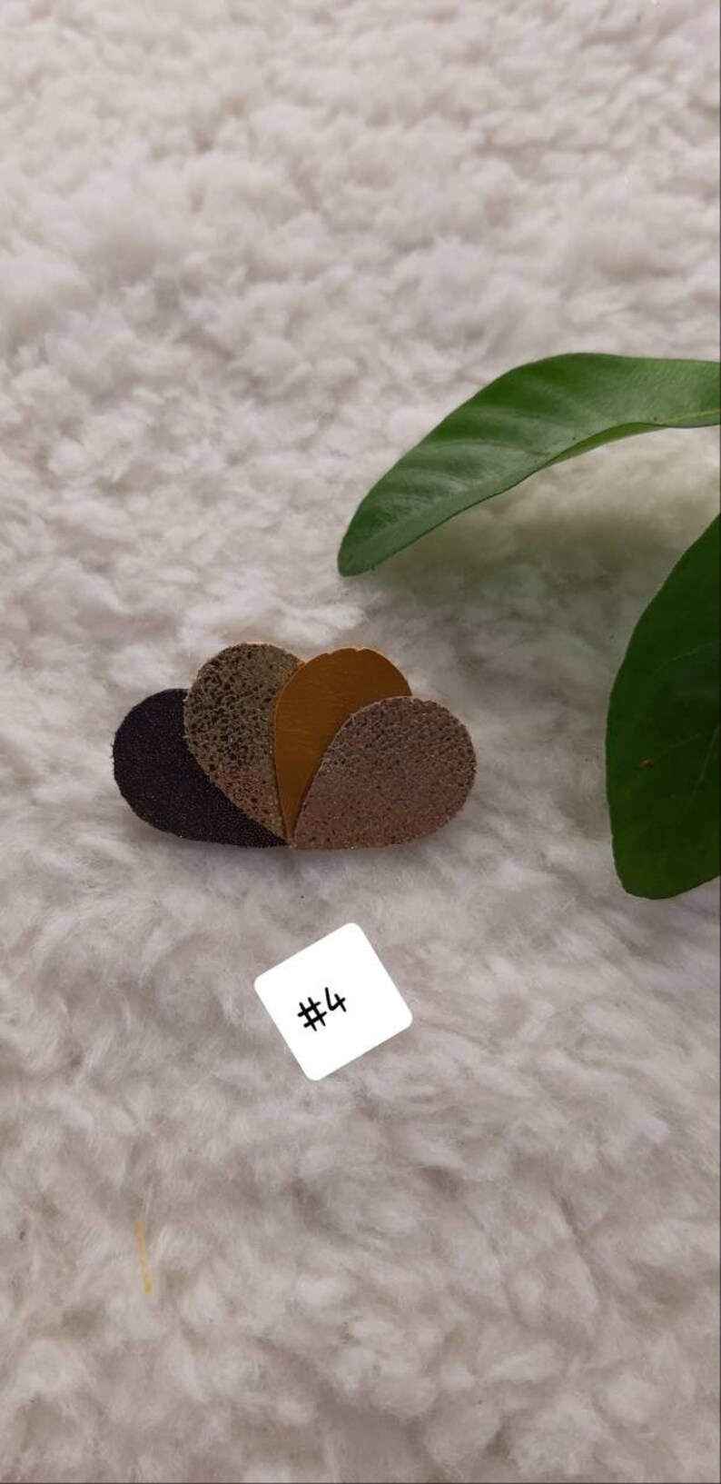 Handmade lotus flower leather brooch