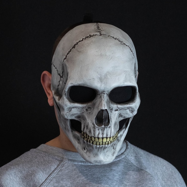 Human Skull Mask full face with White bone finish