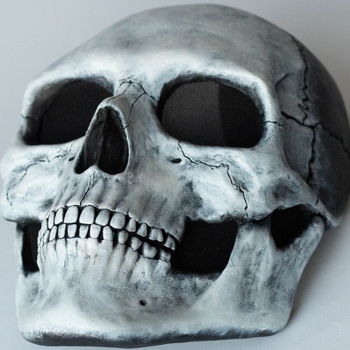 Human Skull Mask Full Face With White Bone Finish - Etsy