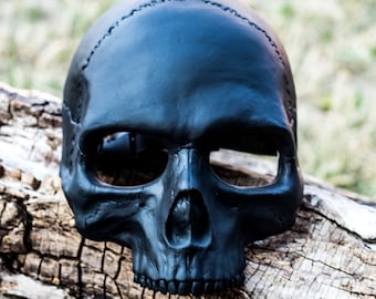 Human Skull Mask half face with realistic teeth and matted black shape