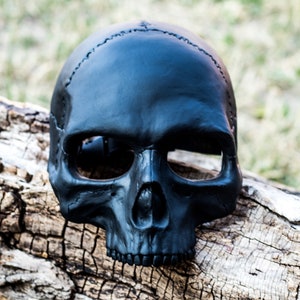 Human Skull Mask half face with realistic teeth and matted black shape