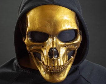 Human Skull Mask full face Gold shape