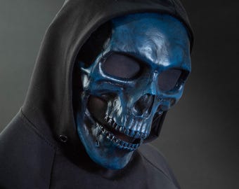 Human Skull Mask full face black-blue shape