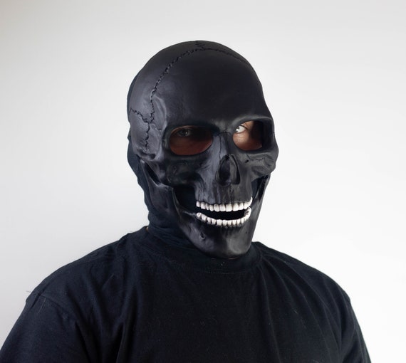 Skull Mask Full Face With Movable Jaw Black Finish - Etsy