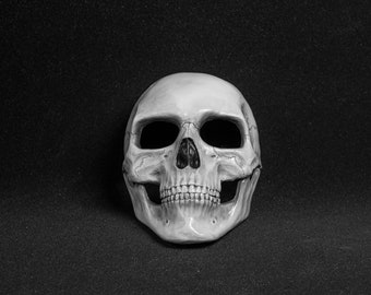 Human Skull Mask full face with   light  white bone finish