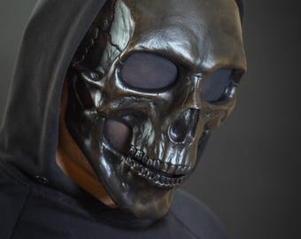 Human Skull Mask full face black-brown shape