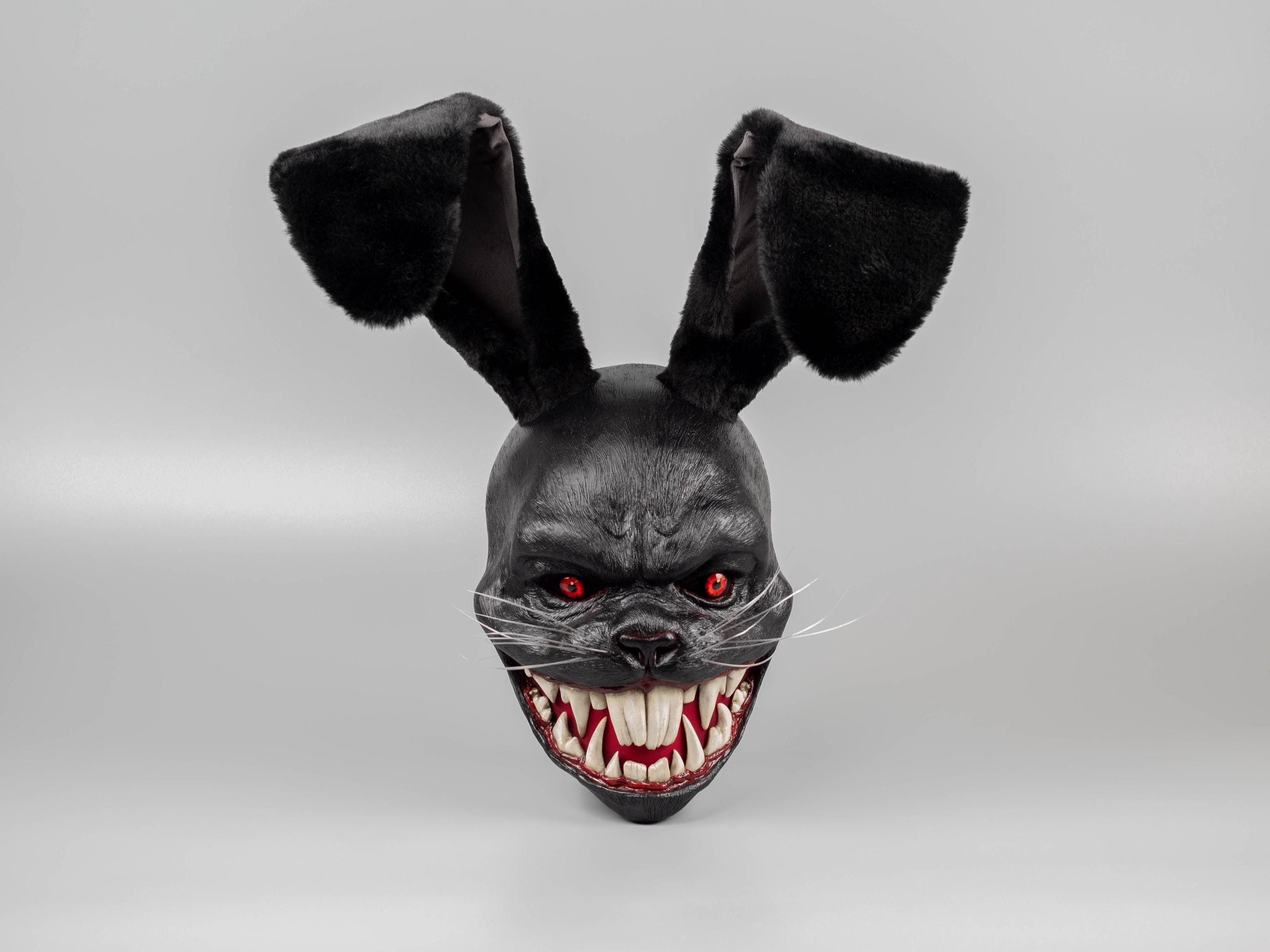 Geometric Red Rabbit Mask Scary Rabbit Mask in Black With Red Eyes. - Etsy