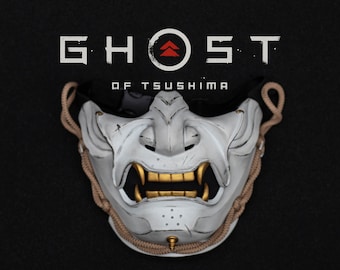Ghost of Tsushima mask. White finish. Demon Menpo mask
