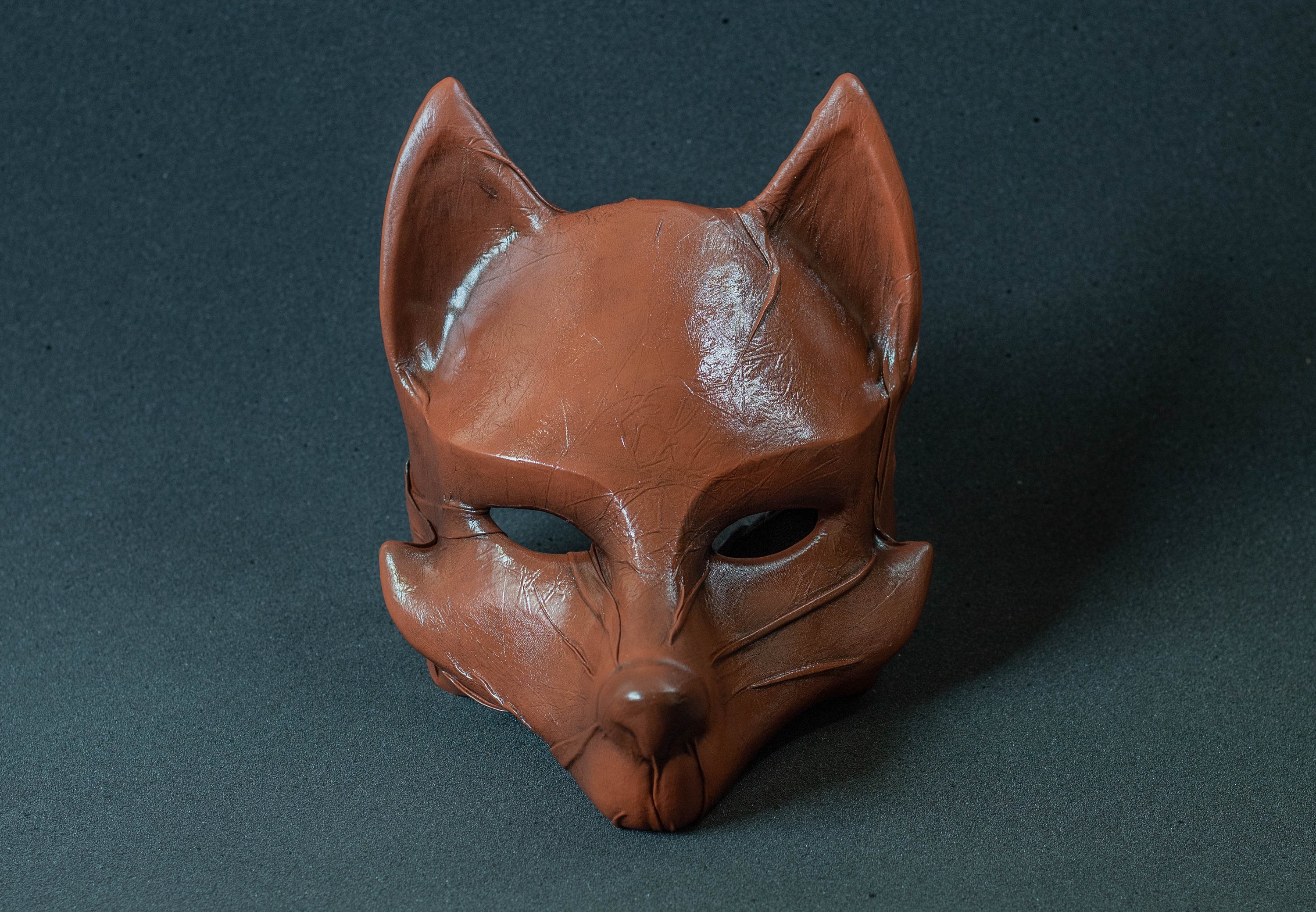 Kitsune Fox Mask in Red Leatherette for Carnival or Cosplay - Etsy