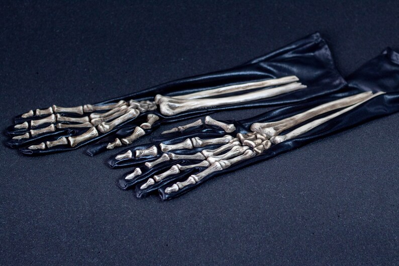 Skeleton gloves for costume Etsy