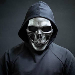 Human Skull Mask full face with realistic teeth and silver shape