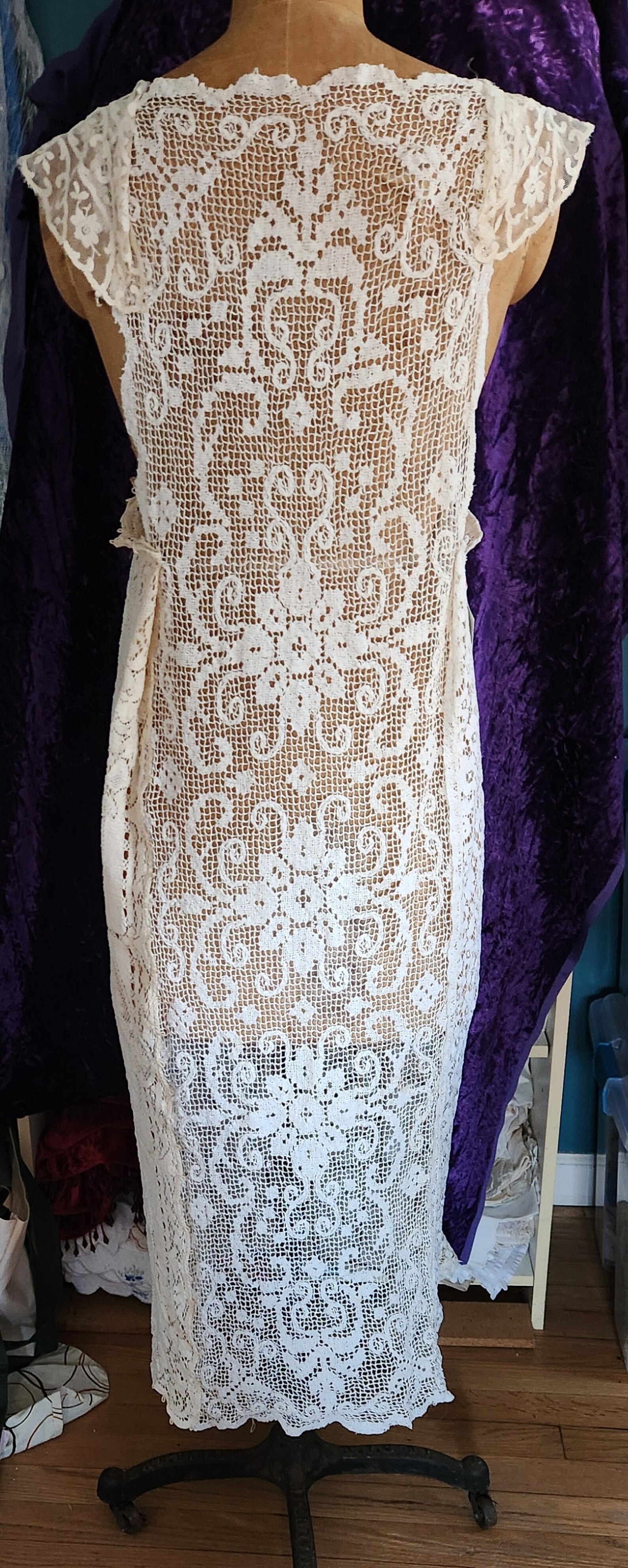 Vintage Lace Patchwork Shirt Dress