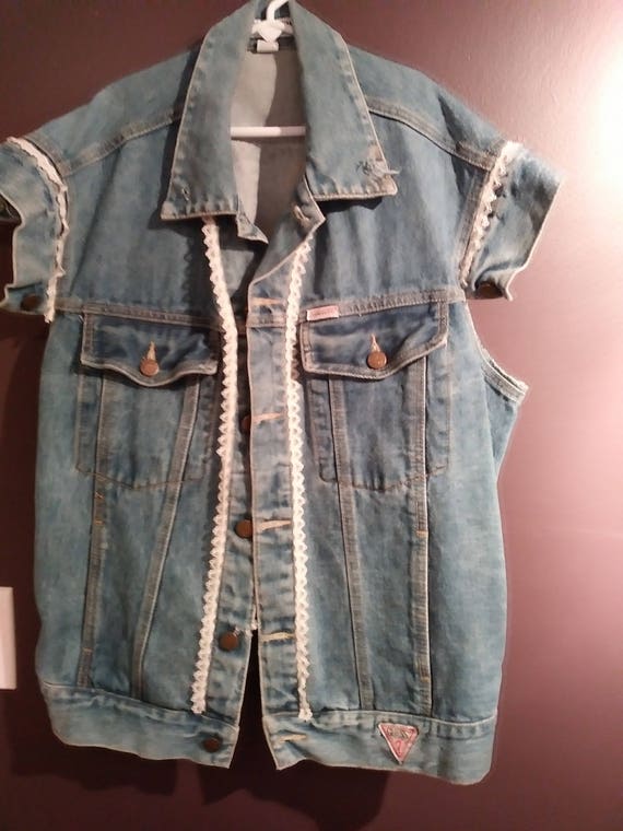 denim jacket with lace trim