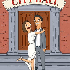 Bob's Burgers, retrato de boda personalizado estilo caricatura. ¡El mejor disponible! ¡Conviértete en un personaje animado! El regalo perfecto para amigos y familiares.