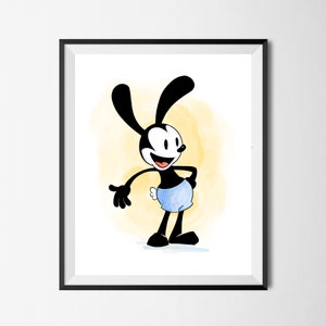 Oswald the Lucky Rabbit Wall Art, Home decor Wall decor Kids nursery Disney