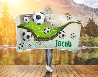 Football Hooded Blanket, Football fan blanket, Gift Personalized  football. Blanket, Blanket football Nursery Bedding, Football Fan gift