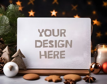 Rechthoek snijplank mockup, keuken snijplank afbeelding, cirkel board mockup, cirkel snijplank voor kerst mockups, slimme mockup