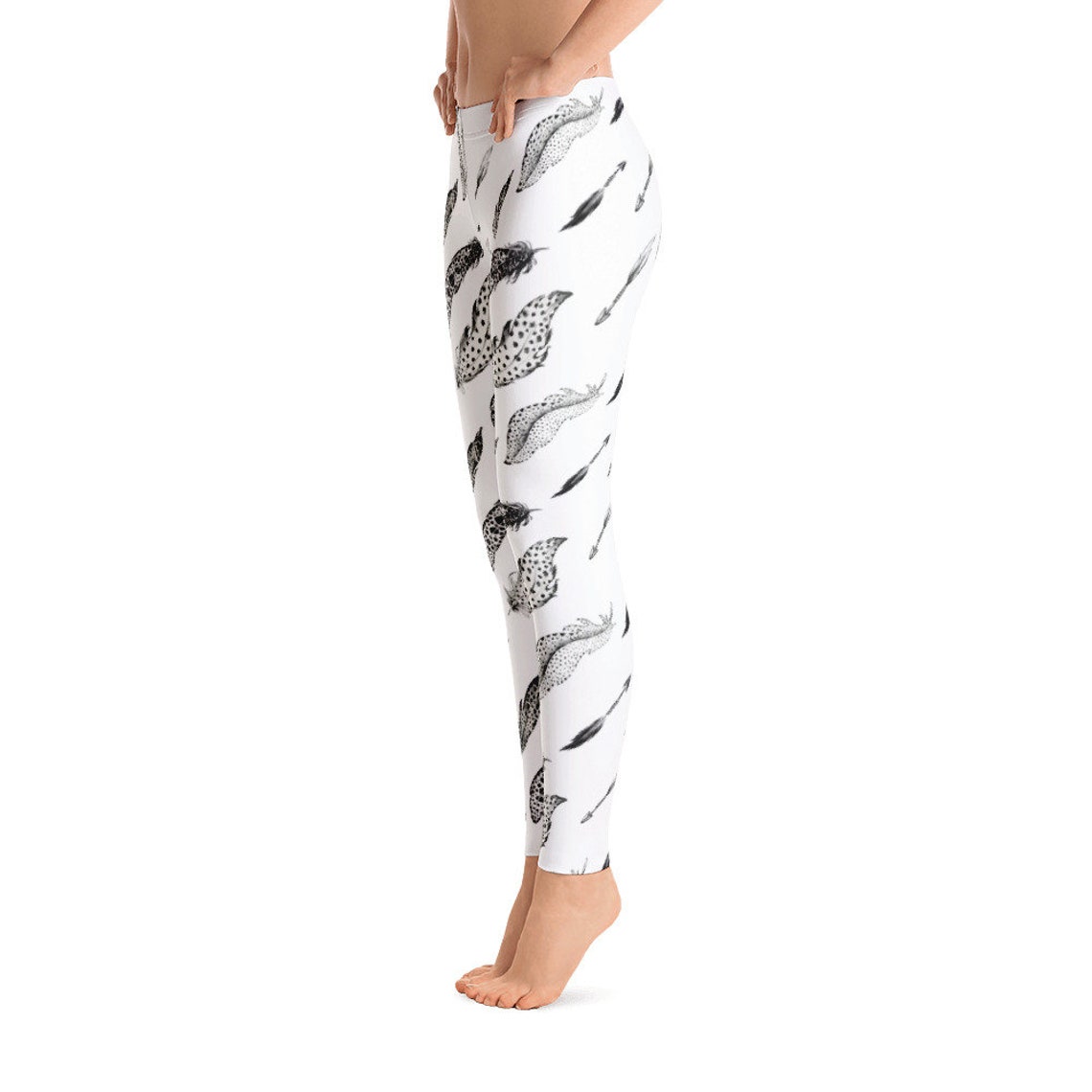 Feather Leggings Women Cute Arrows Leggings Feather Gifts Etsy