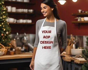 All Over Print Apron Mockup, Editable Photo Mockup, White Apron with withe  Straps, Photoshop Edit, Apron Template, Photoshop File, PSD file