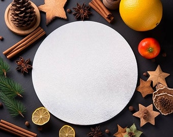 Ronde snijplank mockup, keuken snijplank afbeelding, cirkel board mockup, cirkel snijplank voor kerst mockups, slimme mockup