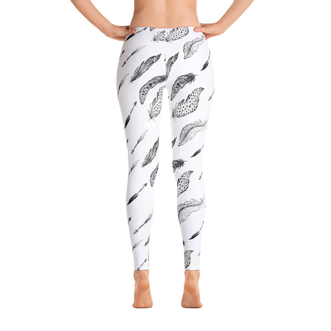 Feather Leggings Women Cute Arrows Leggings Feather Gifts Etsy