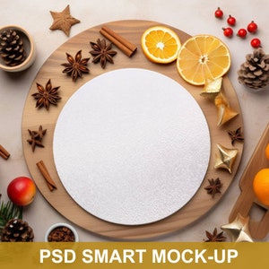 Round Cutting Board Mockup, Kitchen Cutting Board Image, Circle Board Mockup, Circle Cutting Board for Christmas Mockups, Smart Mockup