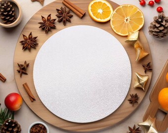 Ronde snijplank mockup, keuken snijplank afbeelding, cirkel board mockup, cirkel snijplank voor kerst mockups, slimme mockup